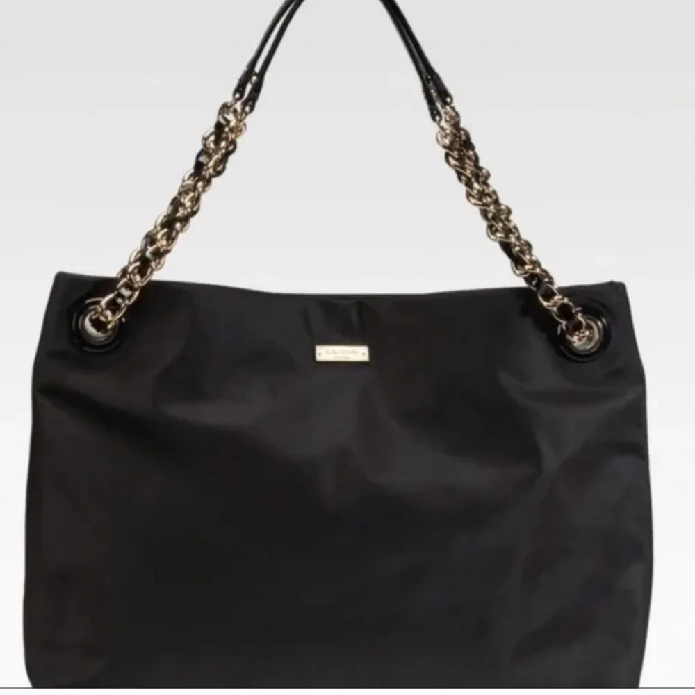 kate spade Black Tote with Gold Chain Handles
